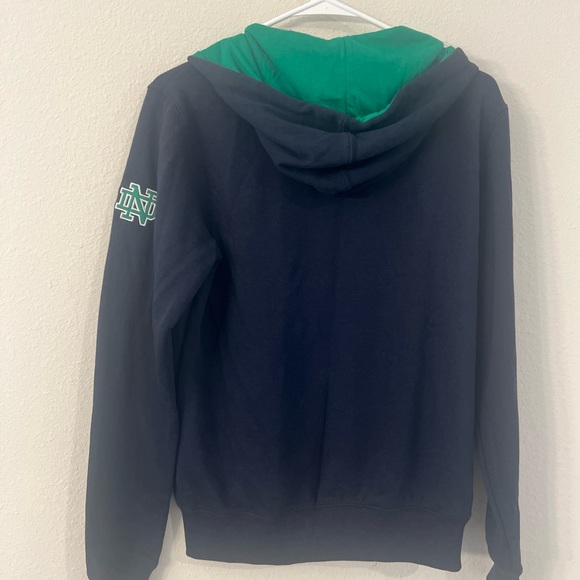 NEW Stadium Notre Dame Zip Up Sweatshirt, Navy Blue, Green, Sz Medium - Picture 2 of 3